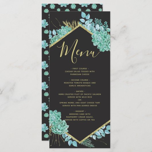 金ゴールドフレームの任意の色のメ結婚ニュー メニュー (正面/裏面)