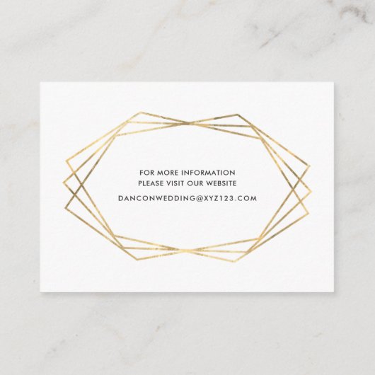 金ゴールドフレームの保存結婚式のウェブサイトが付いている日付 エンクロージャーカード (裏面)