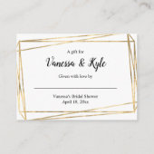 金ゴールドフレームの表示ブライダルシャワーの挿入物カード + ラベル エンクロージャーカード (裏面)