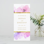 金ゴールドフレームの青と紫のフローラ結婚式 プログラム (スタンド正面)