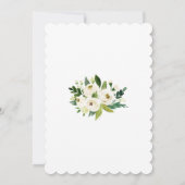 金ゴールドフレームウォーターカラーホワイト開花フローラバプテスマ 招待状 (裏面)