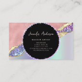 金ゴールドフレームエレガントダイヤモンドピンクのホログラフィック 名刺 (裏面)