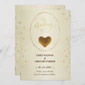 金ゴールドフレームエレガント・ダイヤモンド・ハート保存日 セーブザデート (正面/裏面)