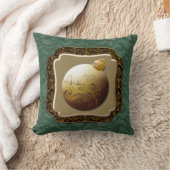 金ゴールドフレームガラスオーナメントエメラルドバラフェイクレース クッション (ブランケット)