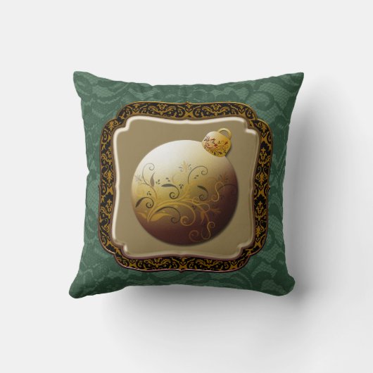 金ゴールドフレームガラスオーナメントエメラルドバラフェイクレース クッション (裏面)