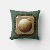 金ゴールドフレームガラスオーナメントエメラルドバラフェイクレース クッション (正面)