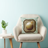 金ゴールドフレームガラスオーナメントグリーンフローラレースフェイク クッション (椅子)