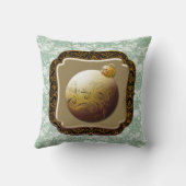 金ゴールドフレームガラスオーナメントグリーンフローラレースフェイク クッション (裏面)