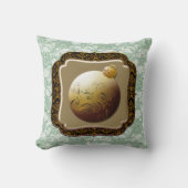 金ゴールドフレームガラスオーナメントグリーンフローラレースフェイク クッション (正面)