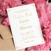 金ゴールドフレームクリームヌエストラスペインのボーダ 招待状