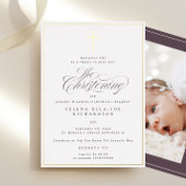 金ゴールドフレームクロス《キリスト教》洗礼式や命名式フォト招待状 箔招待状