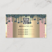 金ゴールドフレームグリッター紙吹雪バラティール(緑がかった色)ドライバ 名刺 (裏面)