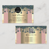 金ゴールドフレームグリッター紙吹雪バラティール(緑がかった色)ドライバ 名刺 (正面/裏面)