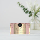 金ゴールドフレームグリッター紙吹雪バラ粉末ドリップ 名刺 (スタンド正面)