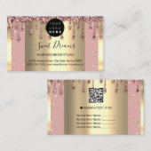 金ゴールドフレームグリッター紙吹雪バラ粉末ドリップ 名刺 (正面/裏面)