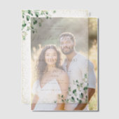 金ゴールドフレームグリーナリーヌエストラスペインのボダ結婚ズ ベラム紙招待状 (オフセット (カップル))