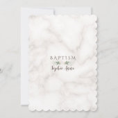 金ゴールドフレームグリーンリーホワイトフローラマーブルバプテスマ 招待状 (裏面)