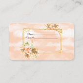 金ゴールドフレームコーラルウォーター色の花ラッフル エンクロージャーカード (裏面)