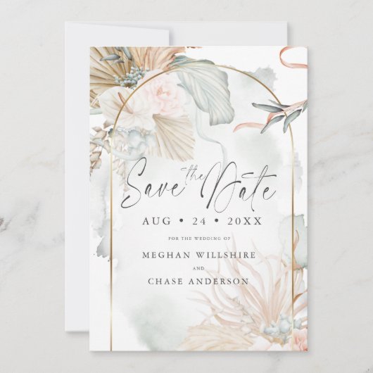 金ゴールドフレームコーラルバラ水彩フローラ (正面)