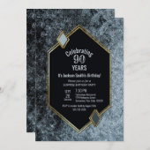 金ゴールドフレームシルバーサプライズ90thバースデーパーティー 招待状 (正面/裏面)