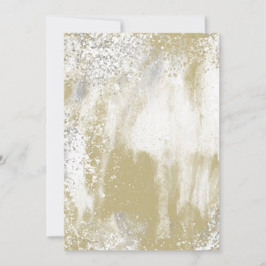金ゴールドフレームシルバー&金ゴールド(ばちゃばちゃ)跳ねる結婚抽象芸術 招待状 (裏面)