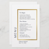 金ゴールドフレームシンプルタイポグラフィクラシック結婚のメニュー (正面/裏面)