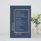 金ゴールドフレームネイビシンプルーフォーマルブルーのメ結婚ニュー (スタンド正面)