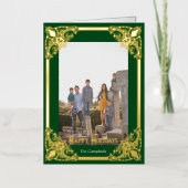 金ゴールドフレームハッピーホリデーズフォト 箔グリーティングカード (正面)