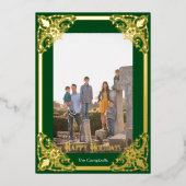 金ゴールドフレームハッピーホリデーズフォト 箔シーズンカード (正面)