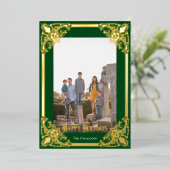 金ゴールドフレームハッピーホリデーズフォト 箔シーズンカード (立ち正面)