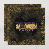 金ゴールドフレームハロウィーン招待状 招待状 (正面/裏面)
