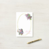 金ゴールドフレームハンドスクリプトテンプレート水彩の花 ポストイット (デスク上)