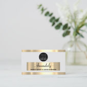 金ゴールドフレームファッションビューティックショップグレーグレー 名刺 (スタンド正面)