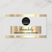 金ゴールドフレームファッションビューティックショップグレーグレー 名刺 (正面)