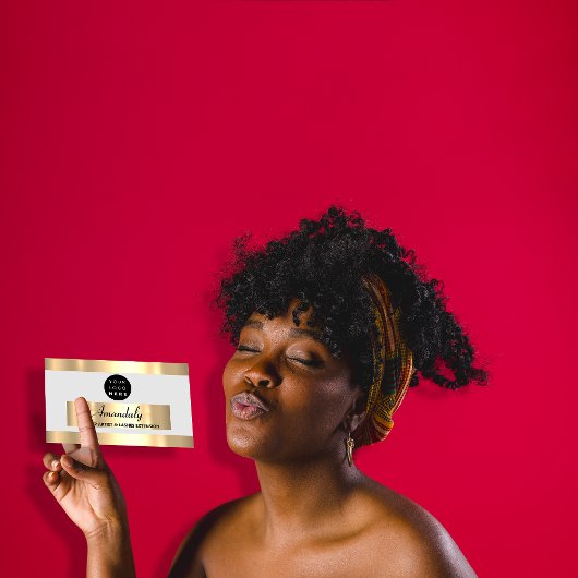 金ゴールドフレームファッションビューティックショップグレーグレー 名刺