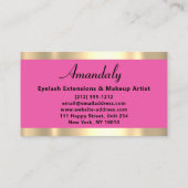 金ゴールドフレームファッションビューティックショップピンク 名刺 (裏面)