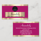 金ゴールドフレームファッションビューティックショップピンクVIP 名刺 (正面/裏面)