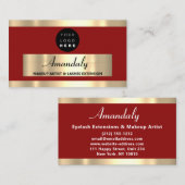 金ゴールドフレームファッションビューティックショップブルゴーンディマルーン 名刺 (正面/裏面)