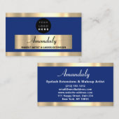金ゴールドフレームファッションビューティックショップブルーネイビー 名刺 (正面/裏面)
