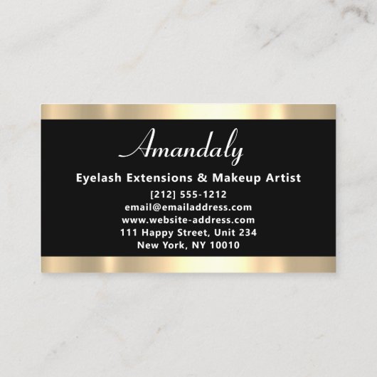 金ゴールドフレームファッション美容室白黒 名刺 (裏面)