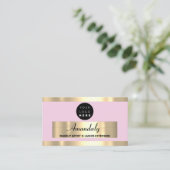 金ゴールドフレームファッション美容室赤面 名刺 (スタンド正面)