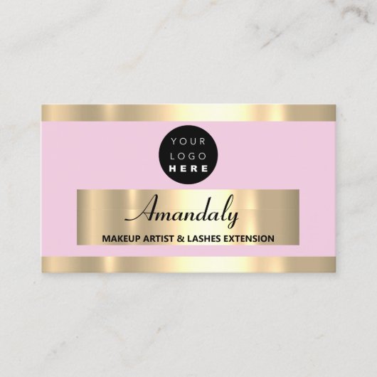 金ゴールドフレームファッション美容室赤面 名刺 (正面)