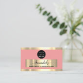 金ゴールドフレームファッション美容院コーラルパウダー 名刺 (スタンド正面)