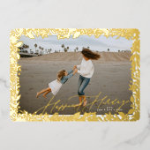 金ゴールドフレームフェスティバルクリスマス伝統的最高 箔シーズンカード (正面)