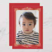 金ゴールドフレームフォトホリデーカード シーズンカード (正面/裏面)