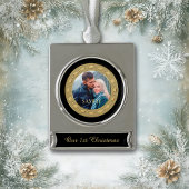 金ゴールドフレームフォト初めてのクリスマスKeepsake シルバープレートバナーオーナメント