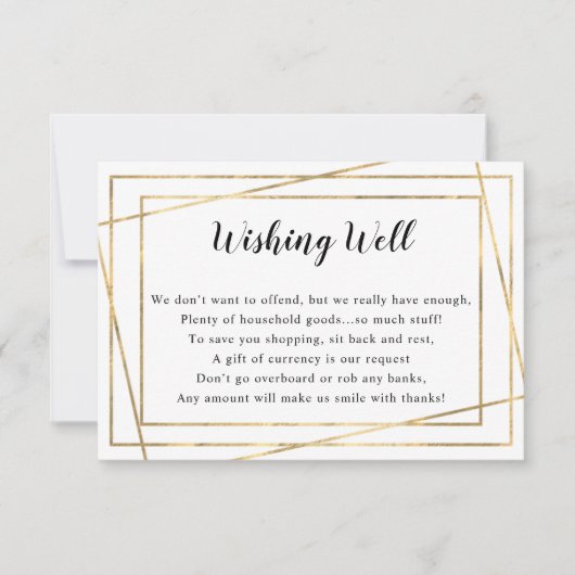 金ゴールドフレームブライダルシャワーまたはウィッシングウェルカード 招待状 (正面)