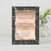 金ゴールドフレームブラックグリッタースパークルリタイア 招待状 (スタンド正面)