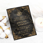 金ゴールドフレームブラックマーブルスラミックアキカアクエカベビー 招待状