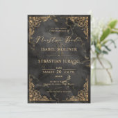 金ゴールドフレームブラックマーブルヌエストラboda スペインの 招待状 (スタンド正面)